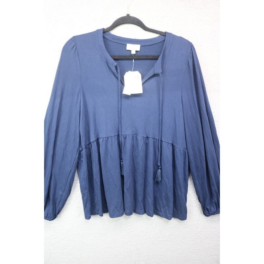 Wonderly Long Puff Sleeve Tunic Top-Size Large-New with Tags